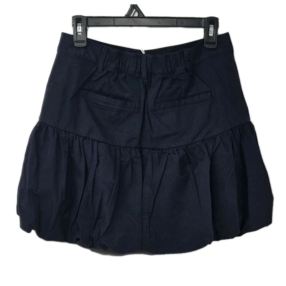 Free Assembly Mini Cotton Twill Bubble Skirt Navy Blue Women's Size XS (0-2)